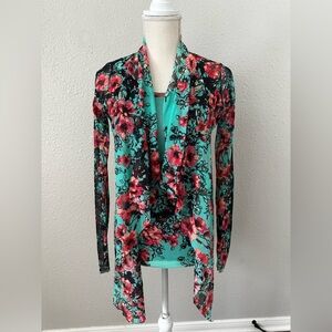 Fuzzi Stretch Gauze Open Cardigan Top New 2 pc Size S-M